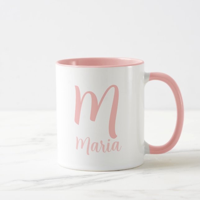 Personalized Name Monogram Elegant Pink Typography Mug (Right)