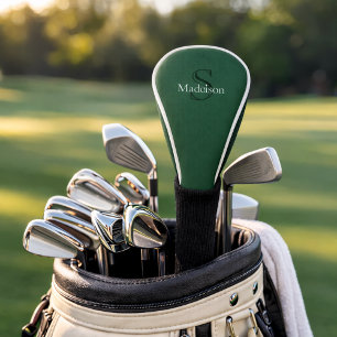 Personalized Name Monogram Emerald Green Black Golf Head Cover