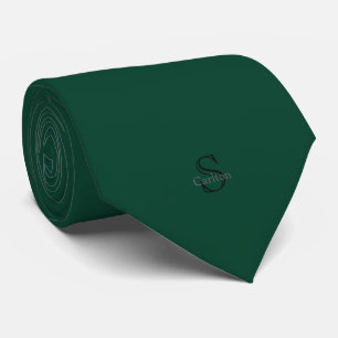 Personalized Name Monogram Emerald Green Black Neck Tie