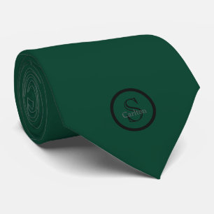 Personalized Name Monogram Emerald Green Black Neck Tie