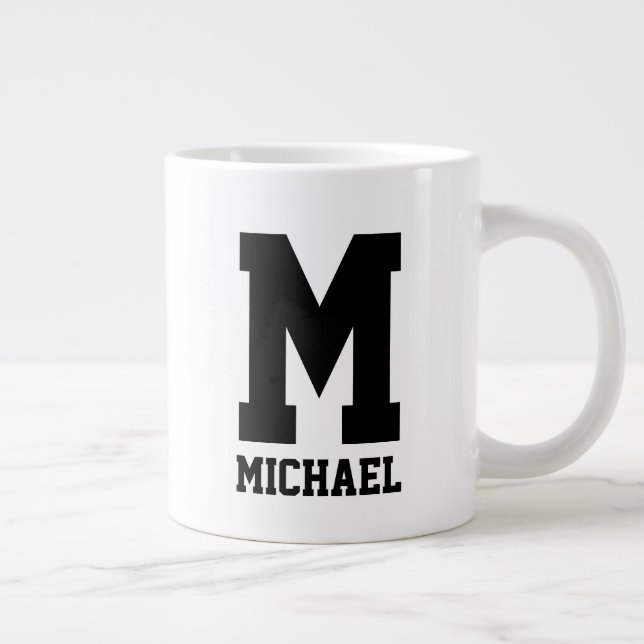 Personalized name monogram extra large giant coffee mug (Right)