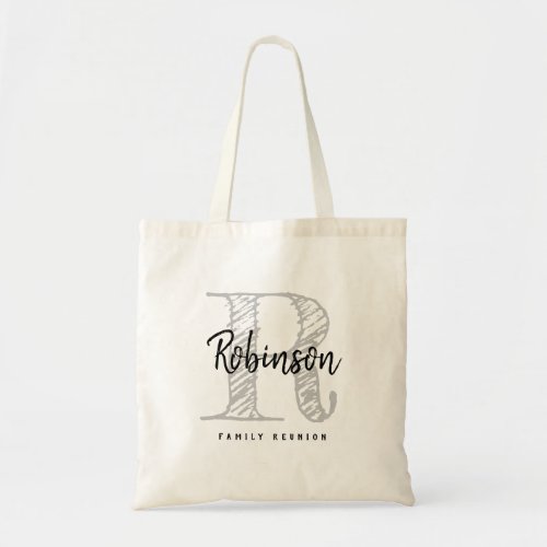 Personalized name monogram family reunion rustic tote bag