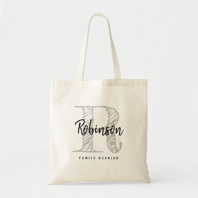 Personalized name monogram family reunion rustic tote bag (Front)
