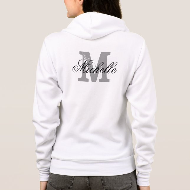Personalized name monogram fleece hoodie for women (Back)