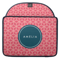Personalized Name Monogram Geometric Pink MacBook Pro Sleeve