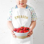 Personalized Name Monogram | Gold Kids' Apron<br><div class="desc">These personalized kids' aprons feature your child's name in a modern arched font, making them perfect for young chefs helping in the kitchen, creative dress-up play, or as artist smocks to protect clothes during crafting. Made from durable, easy-to-clean fabric, these aprons add a fun, personal touch while keeping your little...</div>