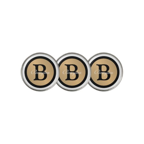 Personalized Name Monogram Gold Metallic Button    Golf Ball Marker
