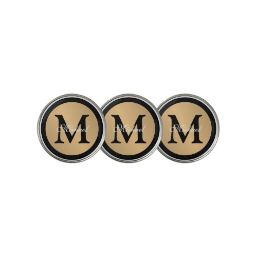 Personalized Name Monogram Gold Metallic Button  Golf Ball Marker