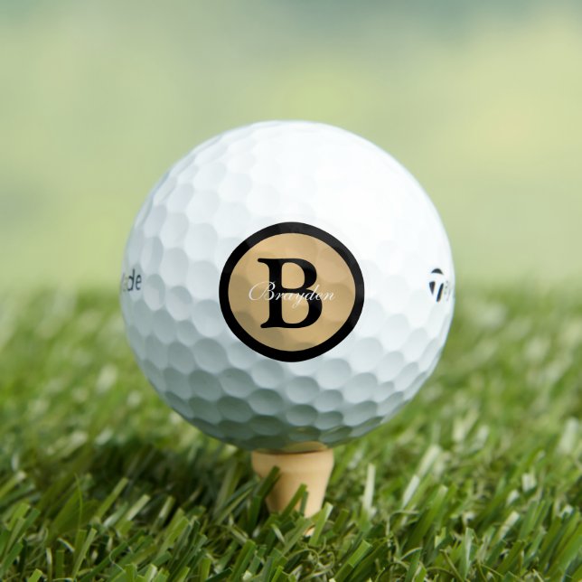 Personalized Name Monogram Gold Metallic Button  Golf Balls (Insitu Tee)