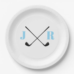 Personalized Name Monogram Golf Club Paper Plates