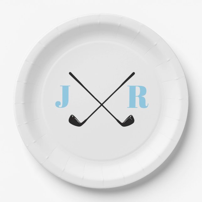 Personalized Name Monogram Golf Club Paper Plates (Front)