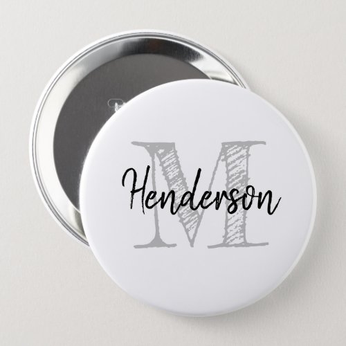 Personalized name monogram huge size round button