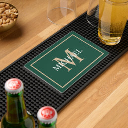 Personalized Name Monogram Hunter Green GOLD Bar Mat