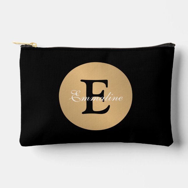 Personalized Name Monogram in Circle Button Cutout Accessory Pouch (Front)