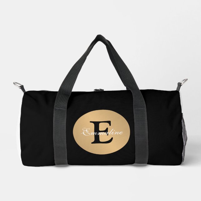 Personalized Name Monogram in Circle Button Cutout Duffle Bag (Front)