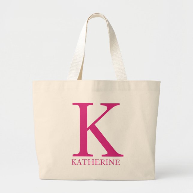 Personalized Name Monogram Initial  Large Tote Bag (Front)