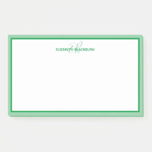 Personalized Name Monogram Initials Green Post-it Notes