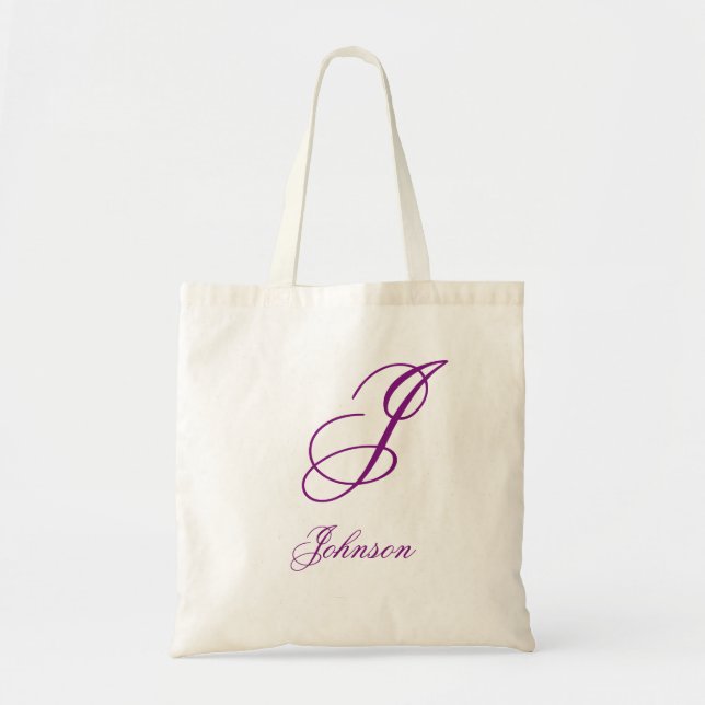 Personalized name monogram lavender purple tote bag (Front)