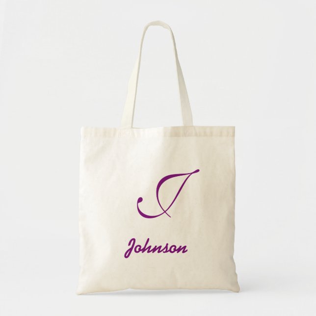 Personalized name monogram lavender purple tote bag (Front)