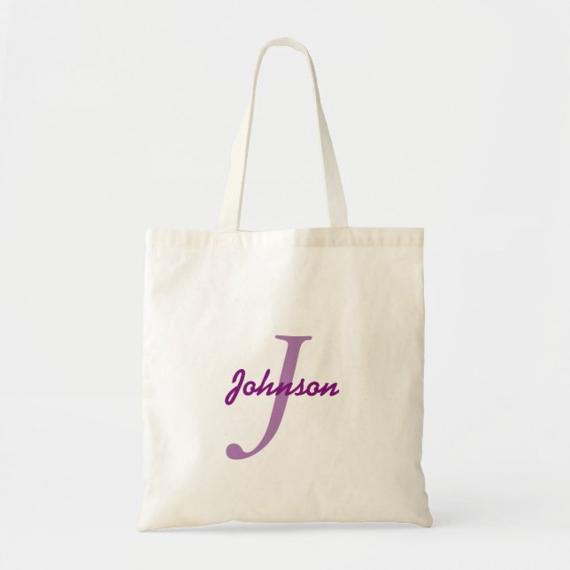 Personalized name monogram lavender purple tote bag (Front)