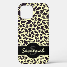 Personalized Name Monogram Leopard iPhone 12 Case