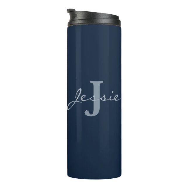 Personalized Name Monogram Lotus Painting Thermal Tumbler (Rotated Right)