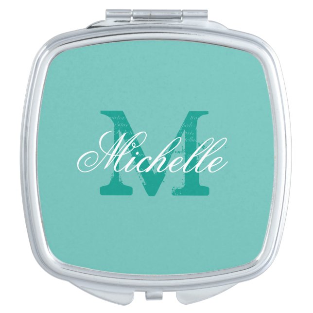 Personalized name monogram makeup compact mirror (Front)