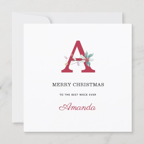 Personalized name monogram merry christmas for her holiday card