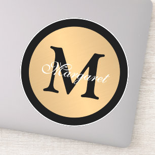 Personalized Name Monogram Metallic Button Cutout Sticker