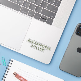 Personalized Name Monogram Olive Green Modern Sticker