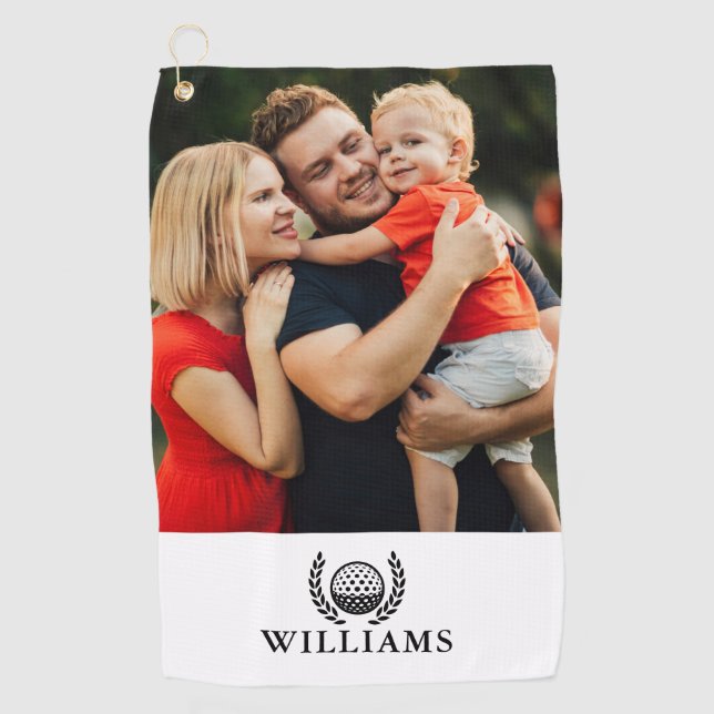 Personalized Name Monogram Photo Golf Towel (Front)