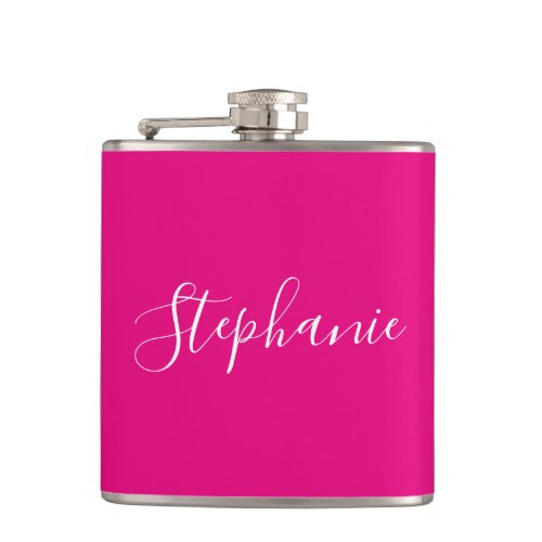 Personalized Name Monogram Pink Bachelorette Flask
