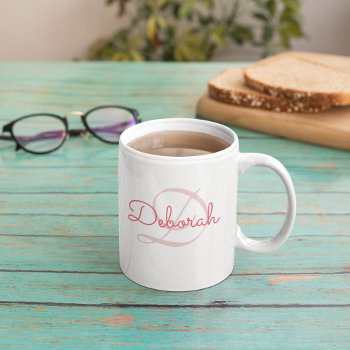 Personalized Name ~ Monogram Pink Two-tone Coffee Mug by mixedworld at Zazzle