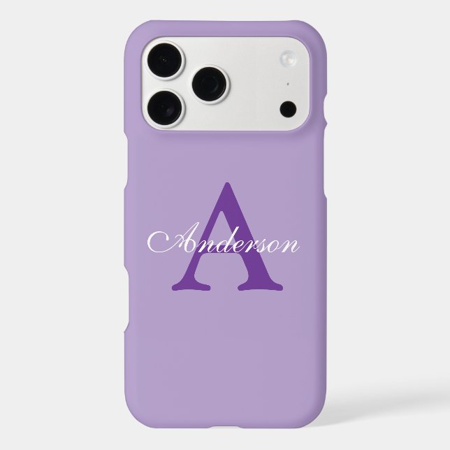 Personalized Name Monogram Purple Background iPhone Case (Back)