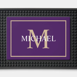Personalized Name Monogram PURPLE GOLD Bar Mat