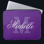 Personalized name monogram purple laptop sleeve<br><div class="desc">Personalized name monogram purple laptop sleeve. Elegant typography design with monogrammed initial letter. Custom 15 inch cover.</div>