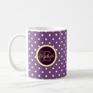 Personalized Name & Monogram Purple Polka Dot
