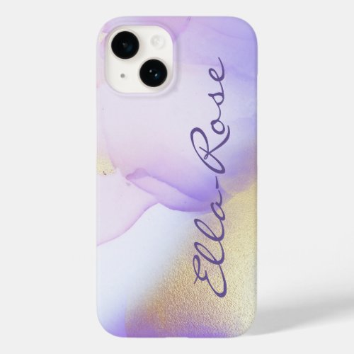 Personalized Name Monogram Purple Watercolor Luxe Case_Mate iPhone 14 Case