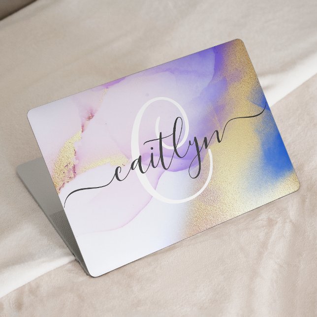 Personalized Name Monogram Purple Watercolor Luxe HP Laptop Skin (Creator Uploaded)