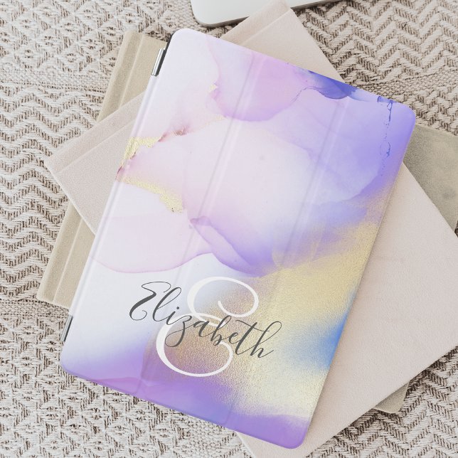 Personalized Name Monogram Purple Watercolor Luxe iPad Mini Cover (Creator Uploaded)