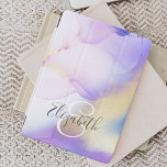 Personalized Name Monogram Purple Watercolor Luxe iPad Pro Cover<br><div class="desc">Easily personalize this glamorous style abstract lilac watercolor paint and faux gold spray background with your custom details.</div>