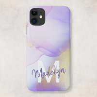Personalized Name Monogram Purple Watercolor Luxe