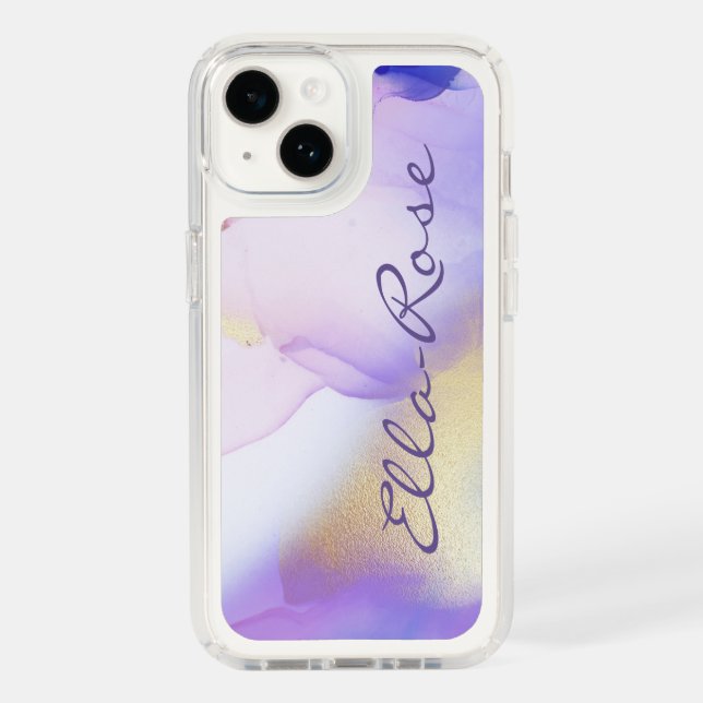 Personalized Name Monogram Purple Watercolor Luxe Speck iPhone Case (Front)