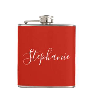 Personalized Name Monogram Red Bachelorette Flask