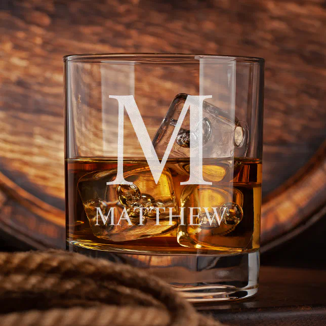 Personalized Name Monogram Rocks Glass | Zazzle