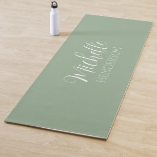 Personalized Name Monogram Sage Green Yoga Mat