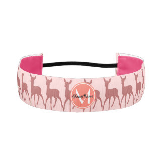 Personalized Name Monogram Salmon Deer Pattern Athletic Headband