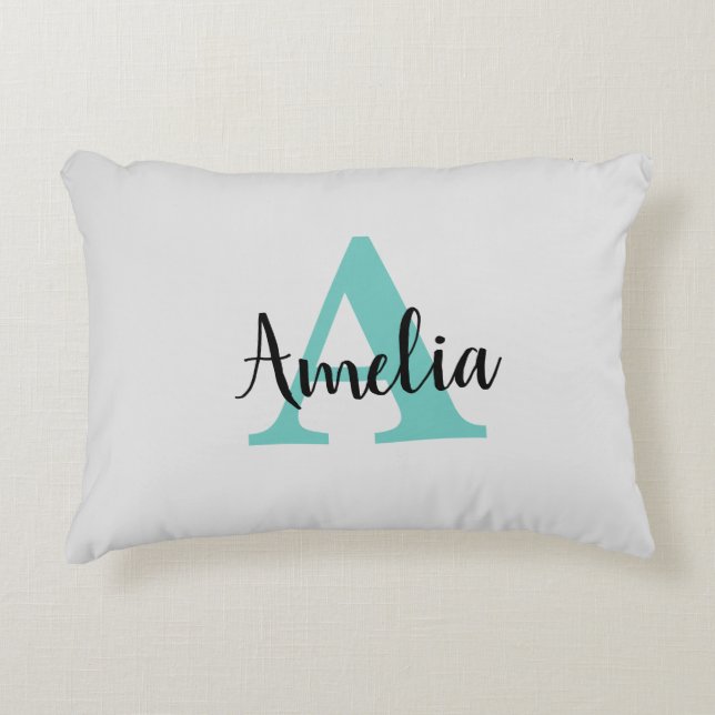 Personalized Name Monogram Script Accent Pillow (Front)