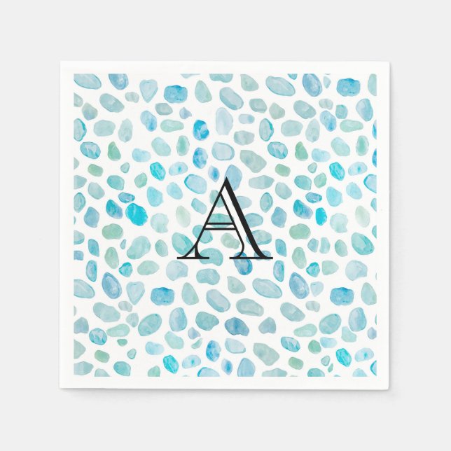 Personalized Name Monogram Sea Glass Napkins (Front)