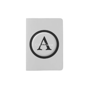 Personalized Name Monogram Silver Metallic Button  Passport Holder